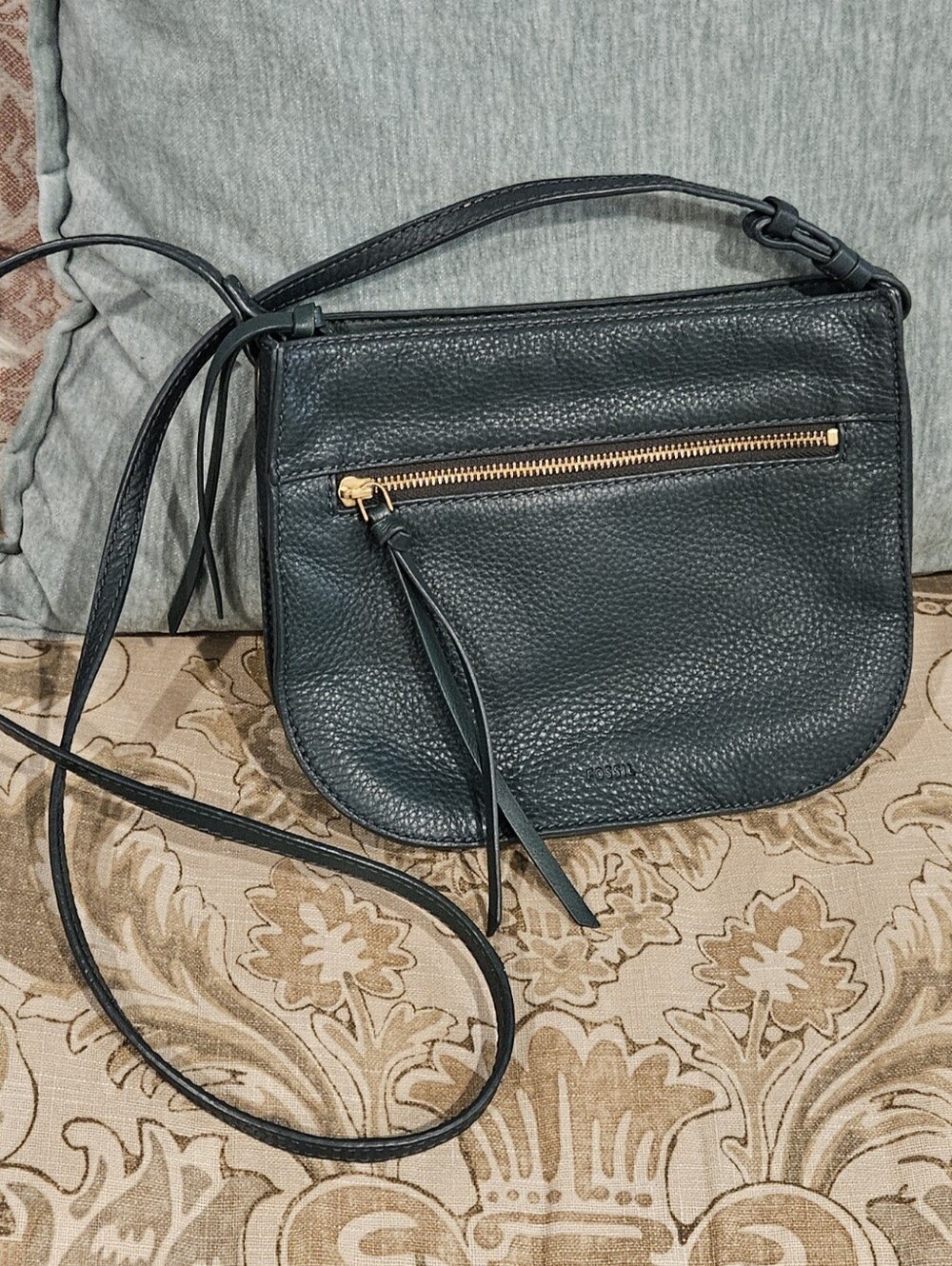 Fossil Green Pebbled Leather Bag